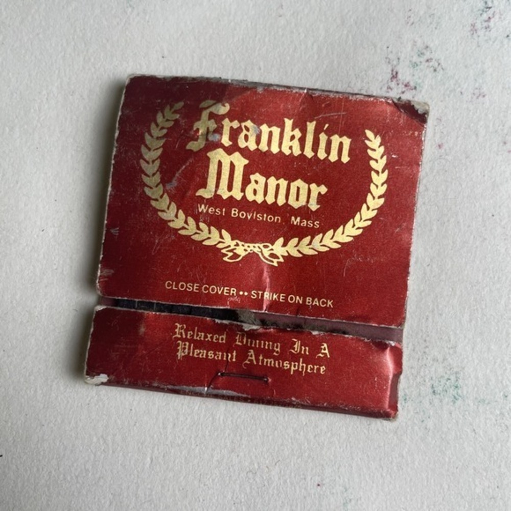 Vintage Matchcover: Franklin Manor, West Boylston, MA